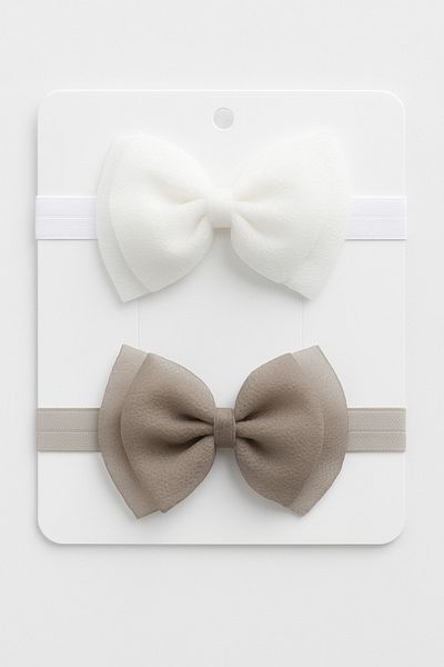 Magu Baby Girl Soft Texture 2-Piece Organza Bow Bandana Set