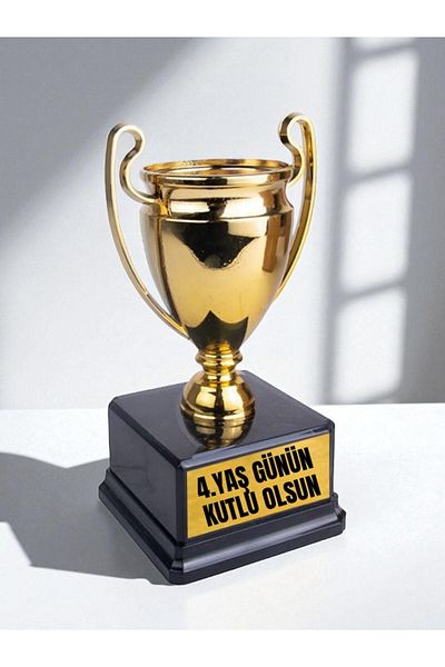 lili hediyelik 4. Happy Birthday Written Prize Achievement Trophy - 4 Year Old Birthday Gift