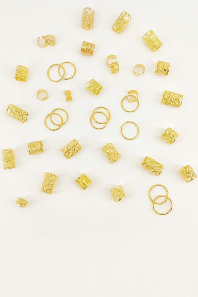 ELMATOLYE Hair Ring Boho Gold Hair Hoop Set Adjustable Ring Ponytail Cuff Braid Dreadlock Compatible 10Pcs