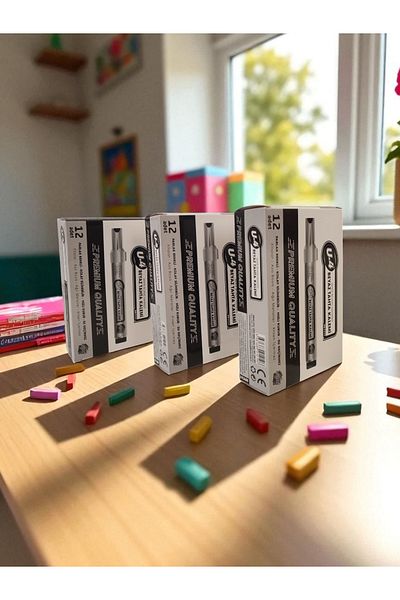 ERGÖK 3 Boxes (36 Pieces) Black Color Board Marker Whiteboard Pen Waterproof Easy to Erase Quick Dry