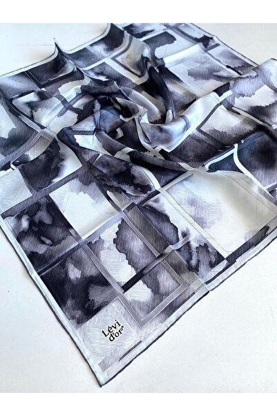 Levidor وشاح تيفيل من الحرير الخالص 49414 نمط رمادي مختلط