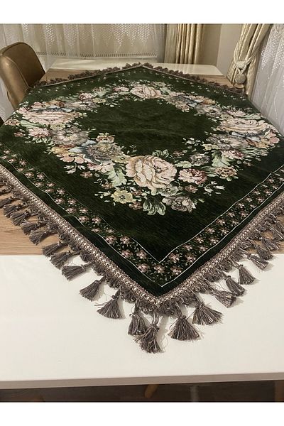 MYHOMEGOBLEN غطاء طاولة وطاولة قهوة مزين بشراشيب