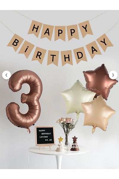 parti pera Retro Star Foil Balloon Chocolate Number Foil Balloon Kraft Happy Birthday Lettering Birthday Balloon Set P