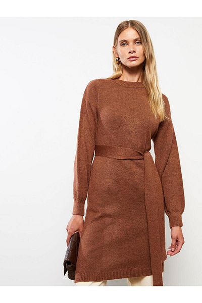 LC Waikiki Crew Neck Plain Long Sleeve Women's Knitwear Dress (W2)