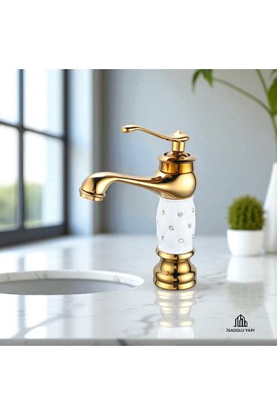 İSAOĞLU YAPI Gold Sink Faucet Special Series Vintage Design Sink Faucet Gold
