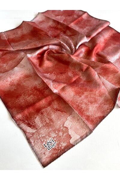 Levidor وشاح تيفيل من الحرير الخالص 49378 نمط أحمر مختلط