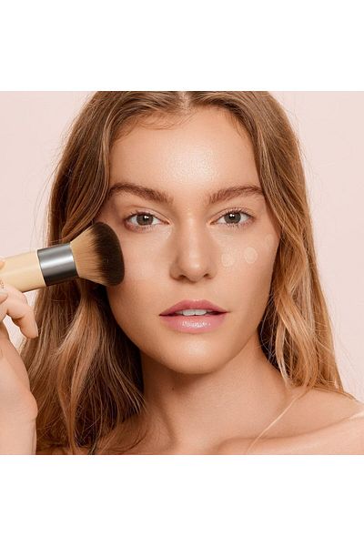 Ecotools Blend + Blur Makeup Brush and Sponge Duo, Makeup Blender Sponge & Foundation Brush, For Liq
