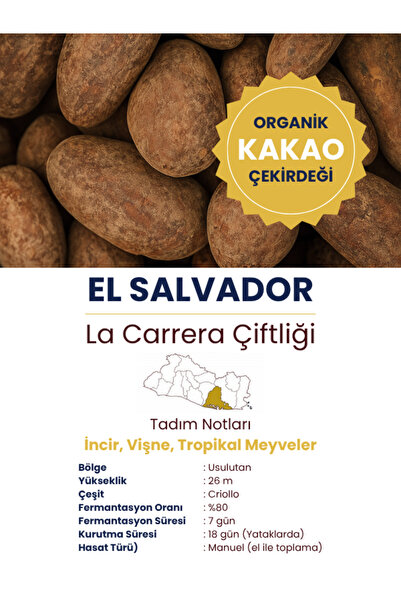 Eleonora Coffee Roasters 500gr El Salvador Organik Kavrulmuş Criollo Kakao Çekirdeği