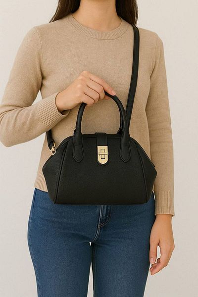 chocolatebag Geantă de mână și de umăr cu mini curea pentru bursă pentru femei, neagră