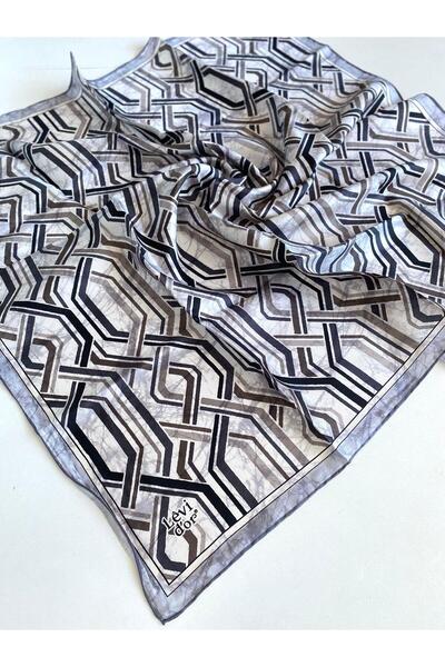 Levidor Eșarfă Tivil din mătase pură 49407 Gri cu model mixt