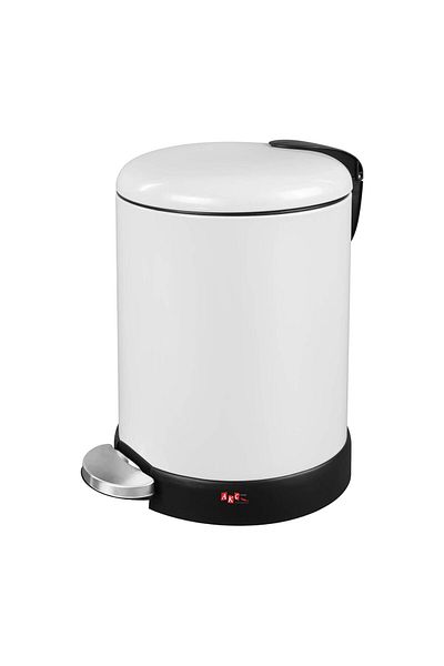 AKC 5L Stainless Steel Pedal Trash Can – Modern White Powder-Coated Waste Bin with Slow-Close Lid
