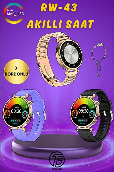 GÜMÜŞTEKNO RW-43 Mini 3 Kordonlu Bileklik Hediye Watch Mini Premium Set Amole...