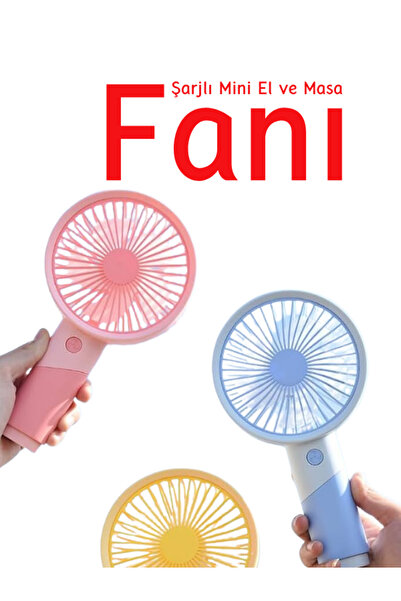 Pembe Pasaj Mini Fan Vantilatör - Masaüstü El fanı - Turbo Üfleme - Şarjlı Va...