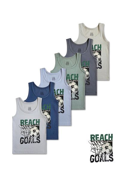GizaKids 95% Cotton Boys Lycra Combed Cotton Undershirt Undershirt Set of 6