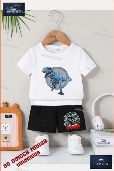 SS SİNSER Children's Unisex “Dinosaur Blue in a Circle“ Special Printed Crew ...