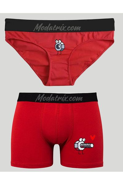 UNIQUE DESIGN Women's Men's Dear Screw Kilot and Boxer Couple Combination Set of 2
