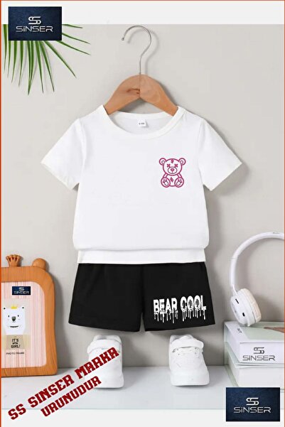 SS SİNSER Tricou cu gât rotund cu imprimeu special „BEAR WITH PINK STRIPES” U...