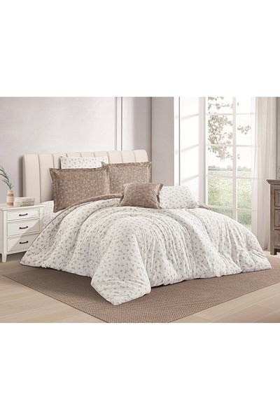 Levore Livori 7-piece comforter set, 100% soft cotton, double-sided, heavy filling, and elegant design