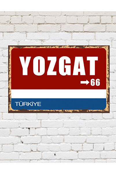 TABLOX Yozgat 66 Dekoratif Şehir Plaka Retro Tablo MDF Ahşap Tablo Sokak Tabe...