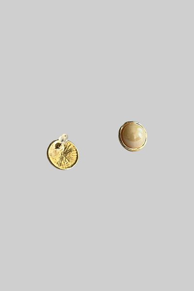 stravis Gold Color Round Pearl Earrings