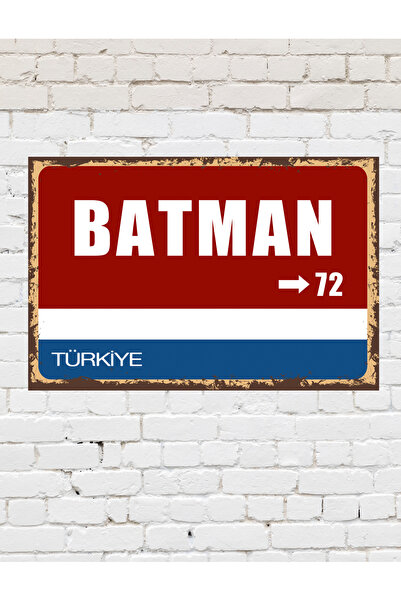 TABLOX Batman 72 Dekoratif Şehir Plaka Retro Tablo MDF Ahşap Tablo Sokak Tabe...