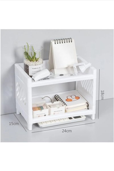 Gead Cosmetic Raft alb cu 2 niveluri (detașabil) și organizator de masă