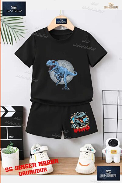 SS SİNSER Tricou cu gât rotund cu imprimeu special „Dinosaur Blue Circle Insi...