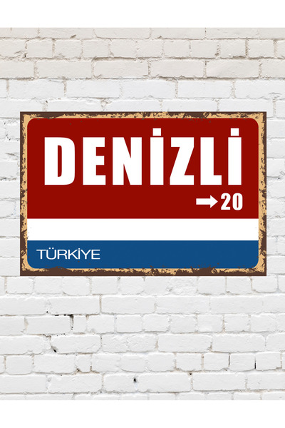 TABLOX Denizli 20 Dekorativna gradska ploča Retro slika MDF drvena slika Ulič...