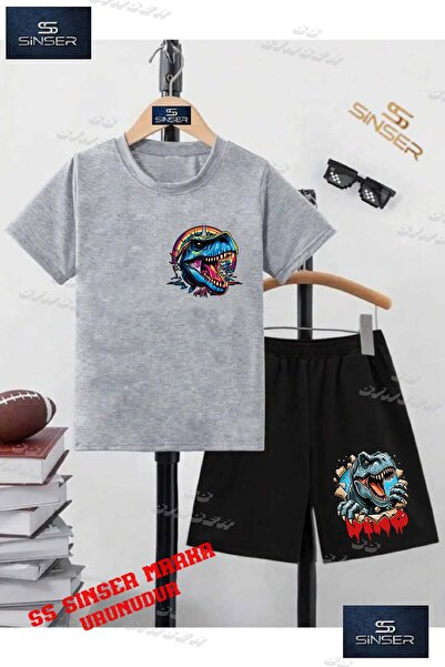 SS SİNSER Tricou cu gât rotund cu imprimeu special „DINOSAUR COLORFUL HEAD” U...