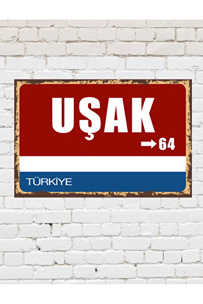 TABLOX Uşak 64 Placă Decorativă Oraş Pictură Retro Pictură Lemn MDF Semn Stra...