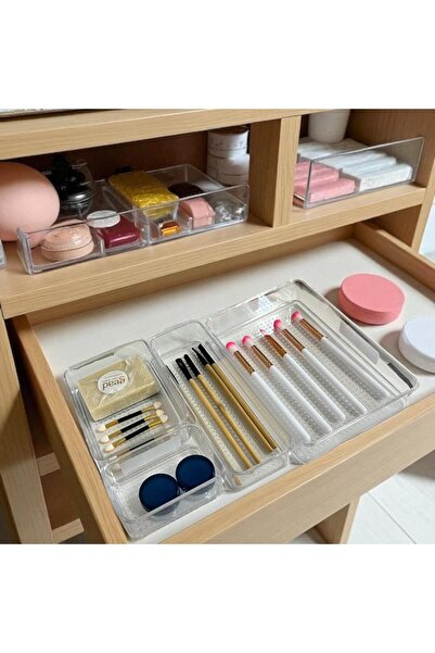 CEPHOME Σετ οργάνωσης πολλαπλών χρήσεων BeautyBox 4 τεμαχίων διαφανές