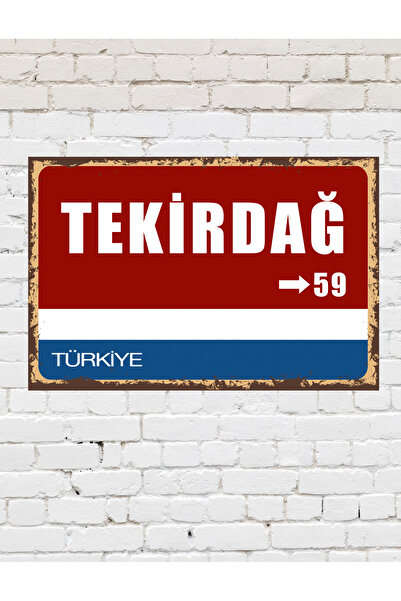 TABLOX Tekirdağ 59 Dekoratif Şehir Plaka Retro Tablo MDF Ahşap Tablo Sokak Ta...