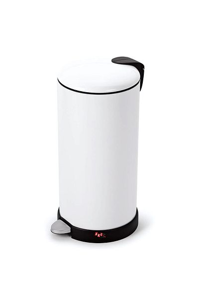 AKC 20L Stainless Steel Pedal Trash Can – Modern White Powder-Coated Waste Bin with Slow-Close Lid