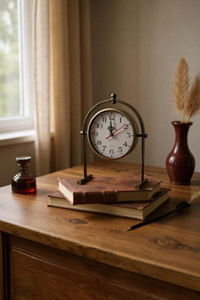 UCR HOME Ayaklı Saray Saat Masa Üstü Dekoratif Quartz Eskitme Hediyelik Saati