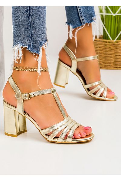 starlike Women's gold heeled sandals A039