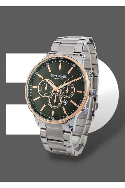 Tom Jones Original 2 Years Guarantee 3 Atm Waterproof Steel Band Men Wrist Watch