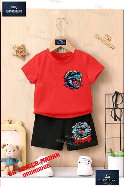 SS SİNSER Tricou cu gât rotund cu imprimeu special „DINOSAUR COLORFUL HEAD” U...