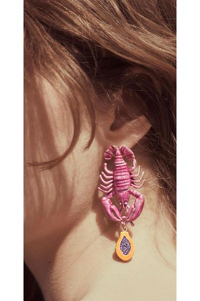 Pinery Jewels Vip Series - Pink Lobster Mango Women's Earrings Pair 7,5cm