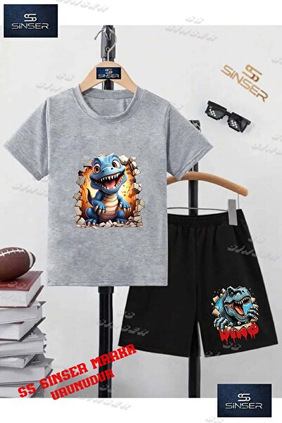 SS SİNSER Παιδικό Unisex T-shirt "Dinosaur Blue Magaradan Cikan" με Ειδική Στ...