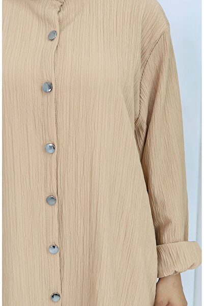 sefamerve Bürümcük Fabric Tunic Trousers Double Set 2093-01 Milky Coffee