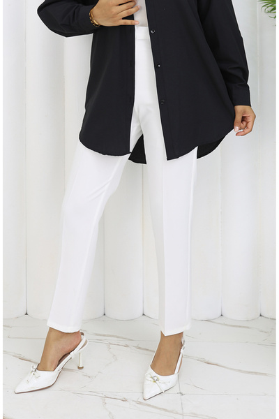 sefamerve Straight Leg Trousers 1154-05 White