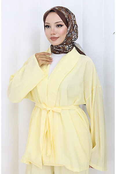 sefamerve Σετ δύο τεμαχίων παντελόνι κιμονό 11322-02 κίτρινο