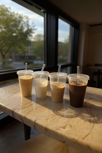 UCR HOME Glass Mica Cup with Straw Origami Style with Lid Soft Drink Cold Hot Coffee Pinterest 4 Pcs