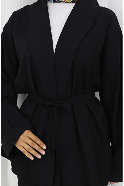 sefamerve Σετ δύο τεμαχίων παντελόνι κιμονό 11322-01 μαύρο