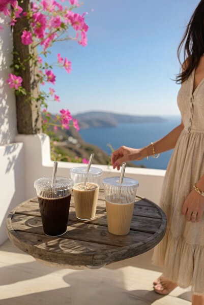 UCR HOME Glass Mica Cup with Straw Origami Style with Lid Soft Drink Cold Hot Coffee Pinterest 3 Pcs