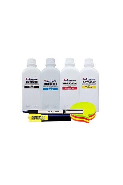 Ink-mate Set Cerneala Ink-Mate Comp Brother 1x1000ml BTD60BK, 1x1000ml BT5000C/M/Y ,Roller, Textmarker, Notes