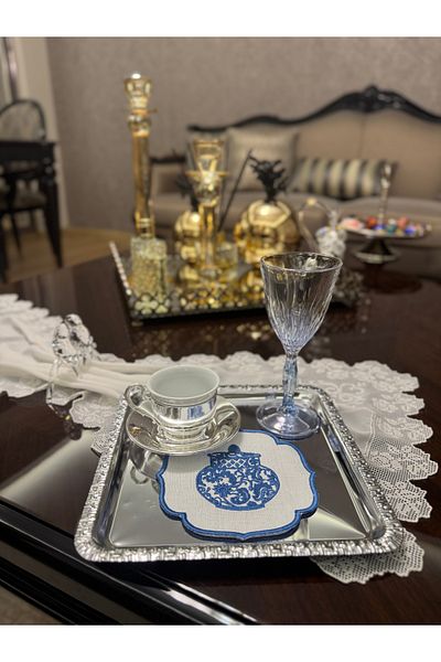 larense Square Silver Twisted Presentation & Tea & Coffee & Promise & Engagement Tray