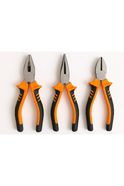 Toptancı Amca 3’lü Pense Seti | 7” Kombine Pense + 6” Yan Keski + 6” Kargabur...