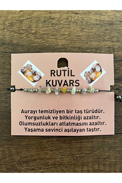 Evita Doğal Taş Rutil Kuvars Quartz Bileklik Aura Yorgunluk Yaşama Sevinci Do...