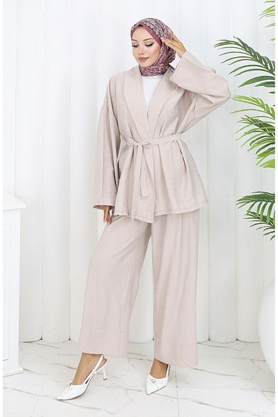 sefamerve Παντελόνι Kimono Σετ δύο τεμαχίων 11322-08 Mink